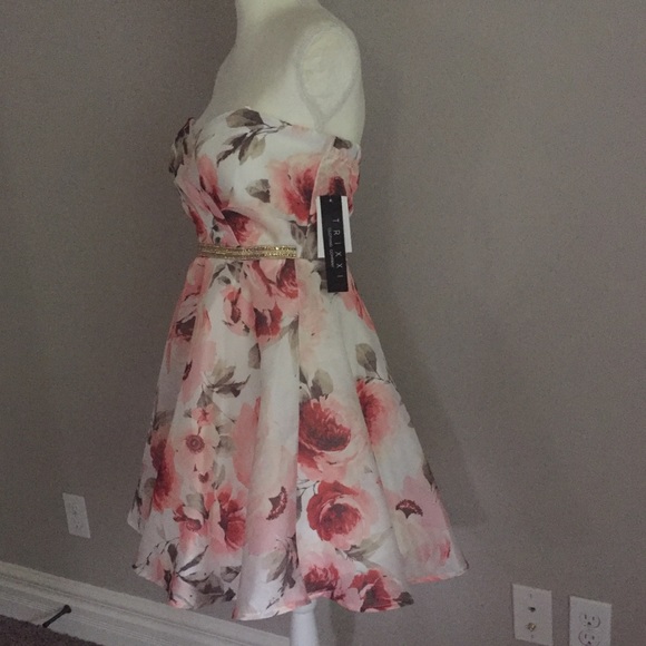 Trixxi Women's Juniors' Floral Off Shoulder Sleeveless Dress Prom Hoco Size 7 - Picture 4 of 7